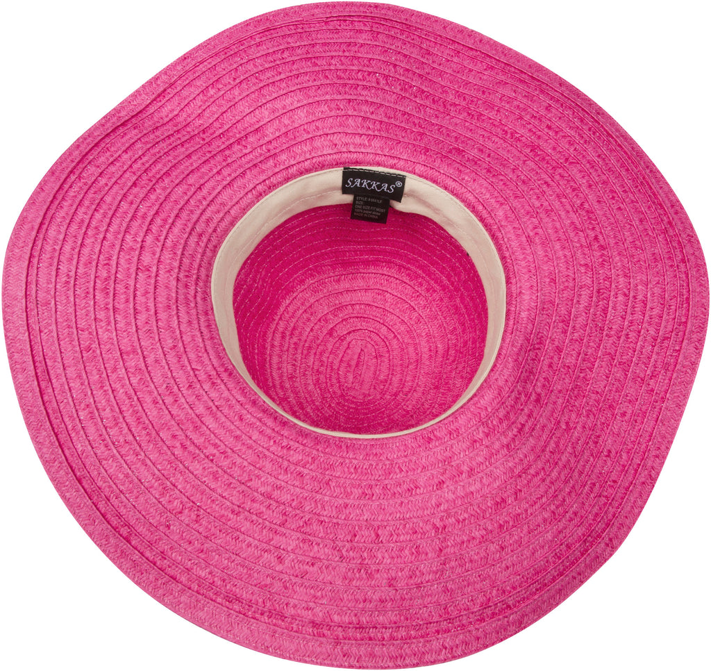 Sakkas Daisy UPF 50+ 100% Paper Straw Flower Accent Wide Brim Floppy Hat