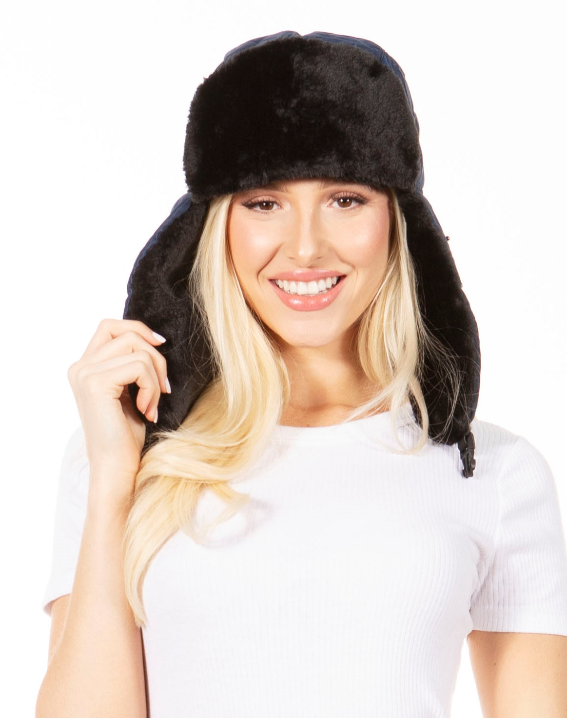 Sakkas Esty Ushanka Trapper Hat Adjustable Buckle Faux Fur Lined Winter Aviator Russian Hat Removable Mask for Men & Women