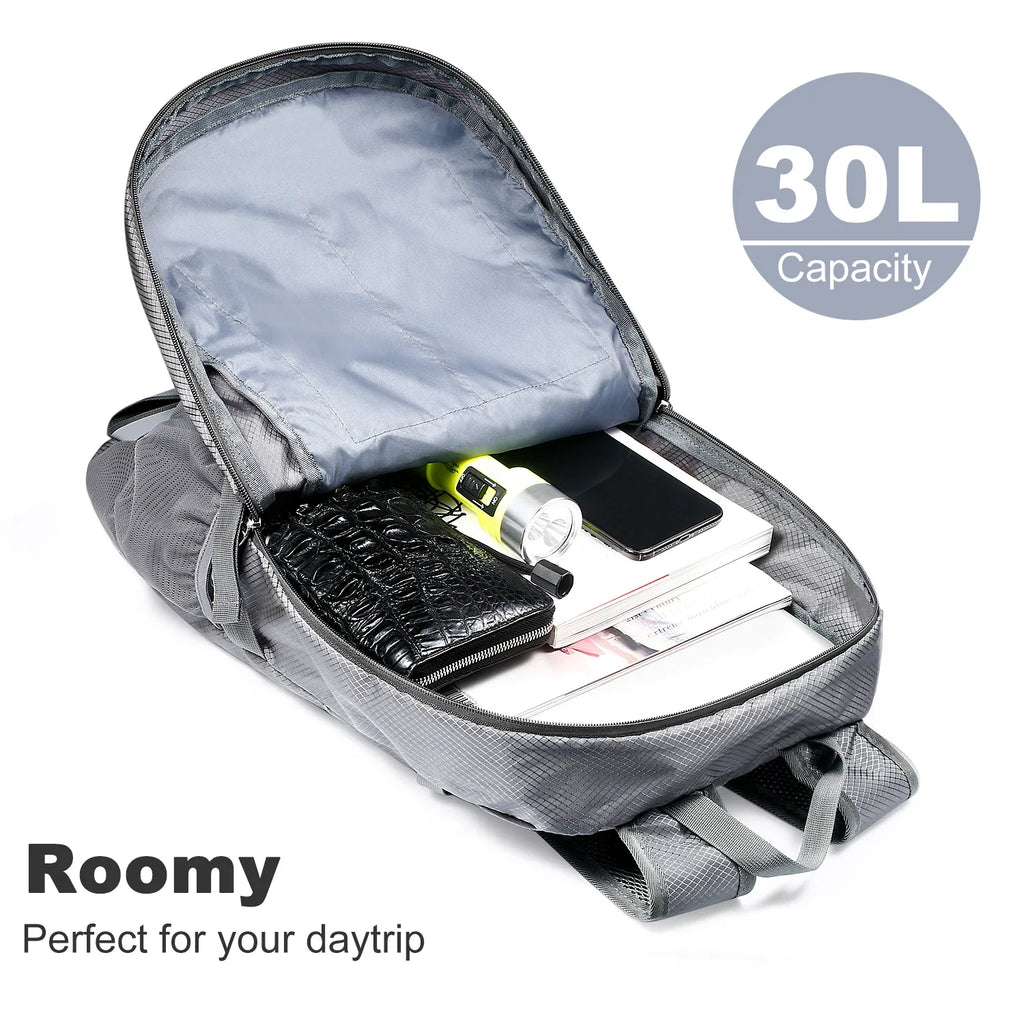 Solar Backpack Foldable Hiking Daypack With 5V Power Supply 6.5W Solar Panel Charge For Cell Phones