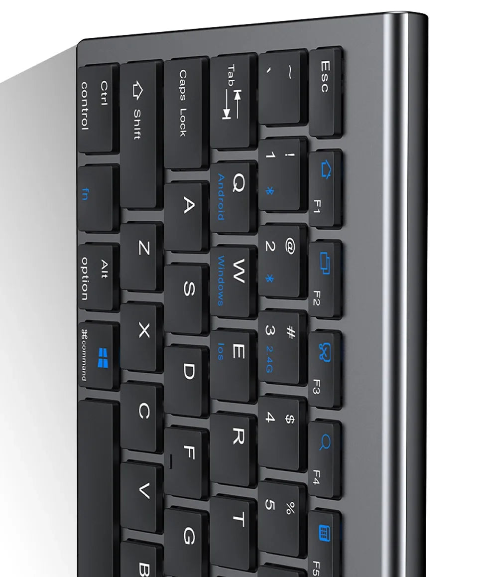 HKXA™ Bluetooth 5.0 & 2.4G Wireless Keyboard & Mouse Combo – 98 Keys, Tri-Mode, Rechargeable, Multi-Device, 200H Battery, Auto Sleep, Multi-Language, Black, Silver, Gray & Blue | FlipStylez LLC®