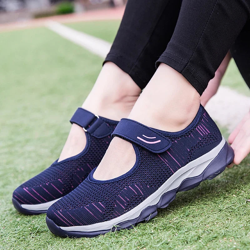 Summer Fashion Women Flat Platform Shoes Woman Breathable Mesh Casual