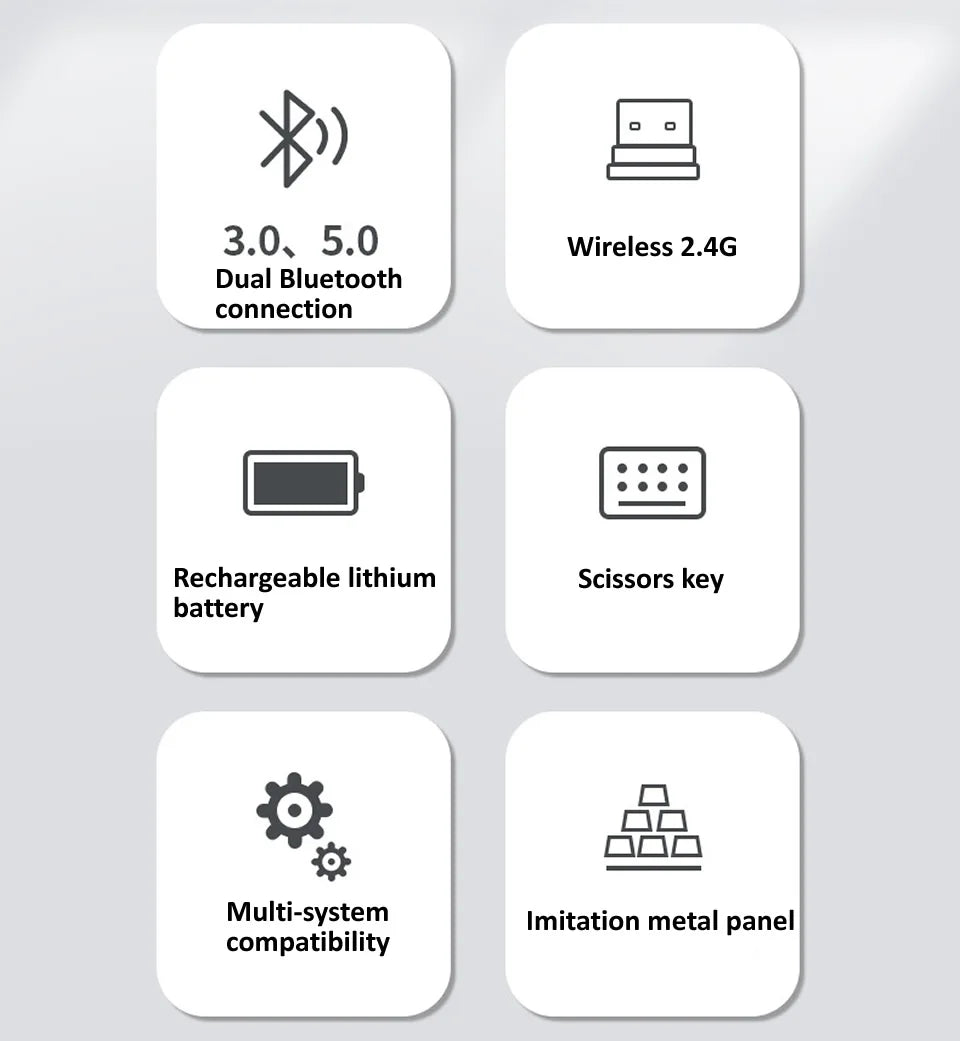 HKXA™ Bluetooth 5.0 & 2.4G Wireless Keyboard & Mouse Combo – 98 Keys, Tri-Mode, Rechargeable, Multi-Device, 200H Battery, Auto Sleep, Multi-Language, Black, Silver, Gray & Blue | FlipStylez LLC®