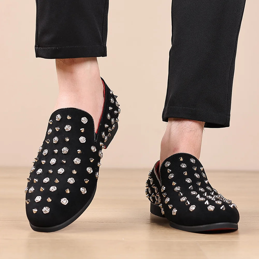 Men's Dress Leather Shoes Men The new Autumn Luxury Rivet Footwear Nightclub Party Male Shoes Moccasins Loafers Casual Shoes