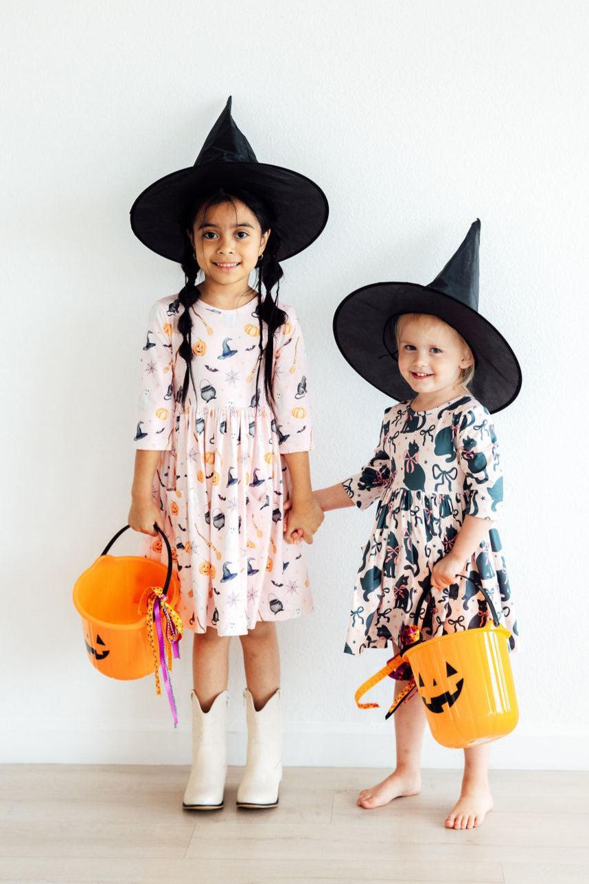 Hey Boo 3/4 Sleeve Pocket Twirl Dress