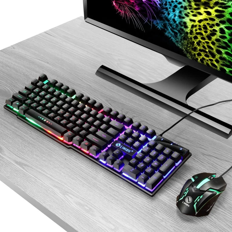 GTX300™ Wired RGB Gaming Keyboard & Mouse Combo – Rainbow LED Backlit, 104 Keys | FlipStylez LLC®