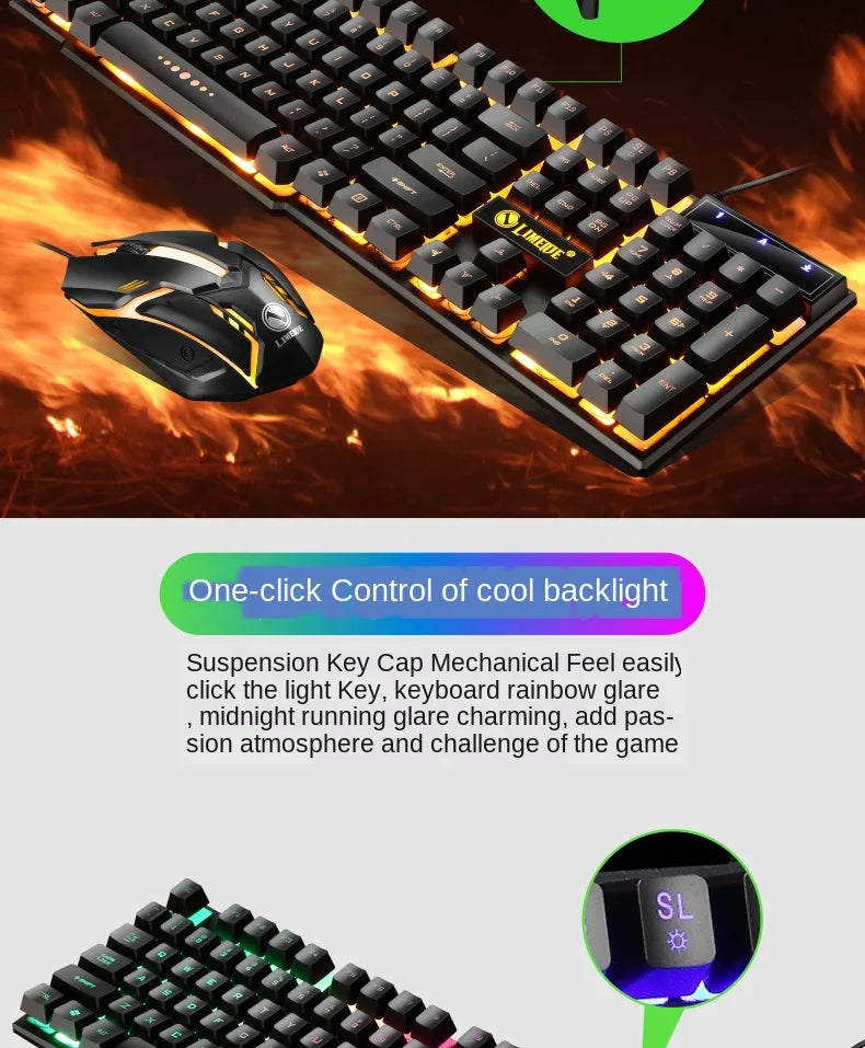 GTX300™ Wired RGB Gaming Keyboard & Mouse Combo – Rainbow LED Backlit, 104 Keys | FlipStylez LLC®