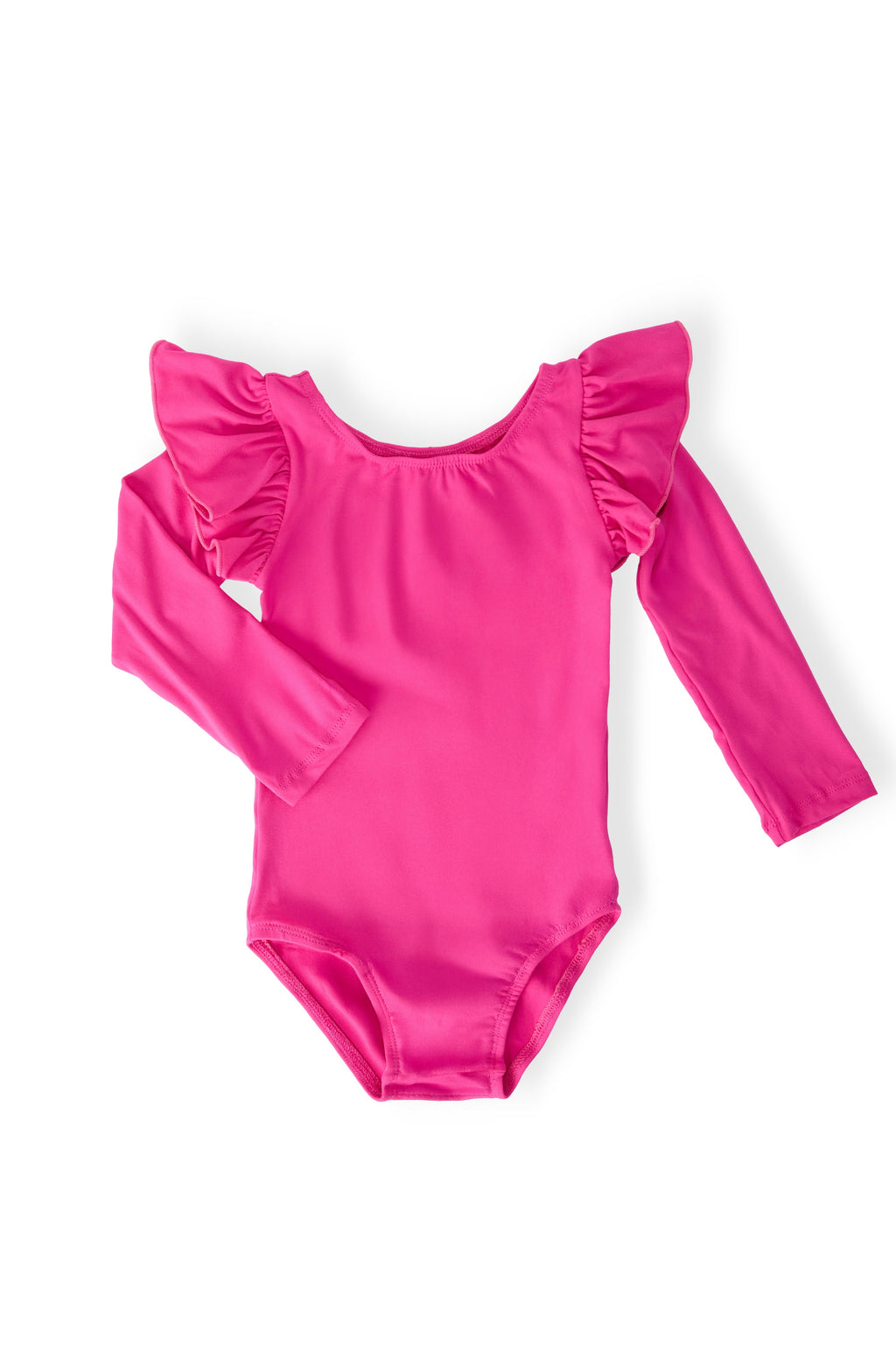 Hot Pink L/S Flutter Sleeve Leotard
