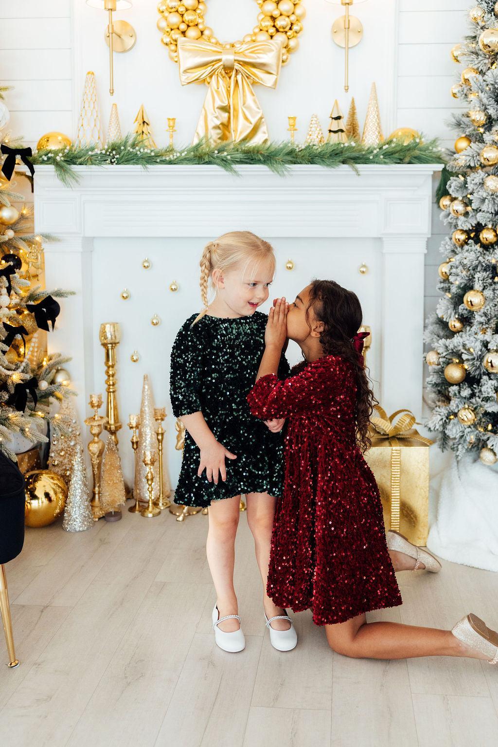 Hunter Green Velvet Sequin Dress