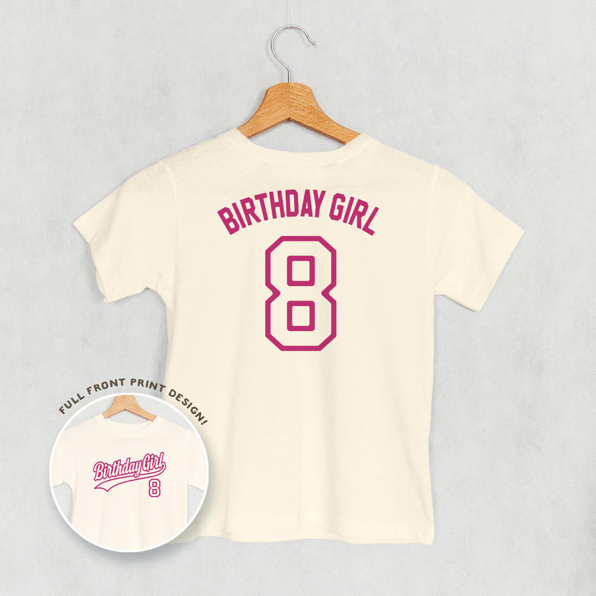 Birthday Girl Varsity #8 (Kids Back Print)