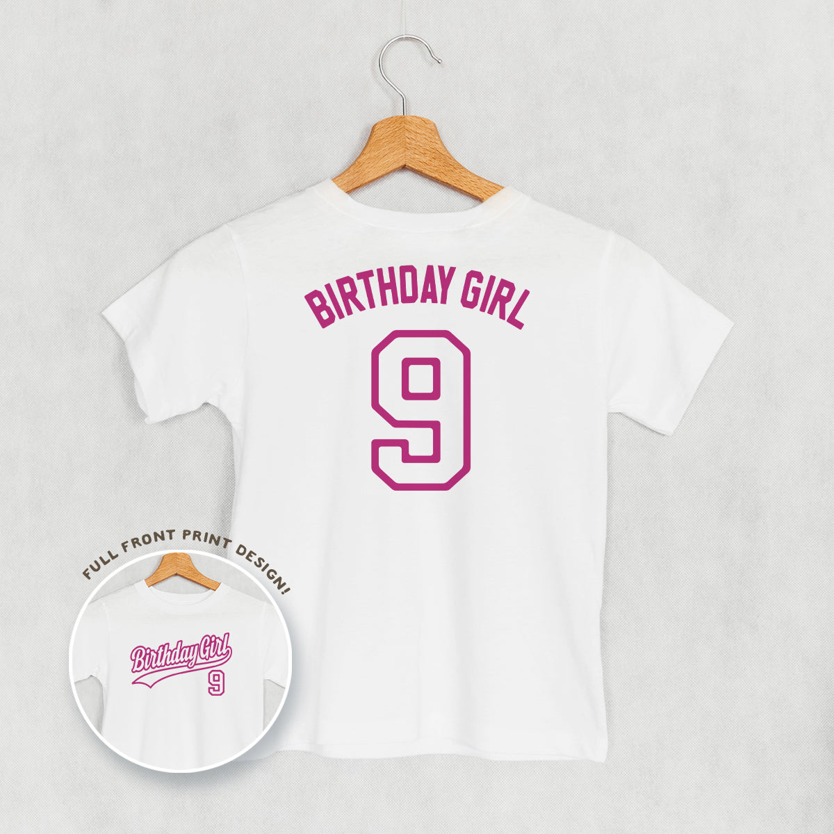 Birthday Girl Varsity #9 (Kids Back Print)