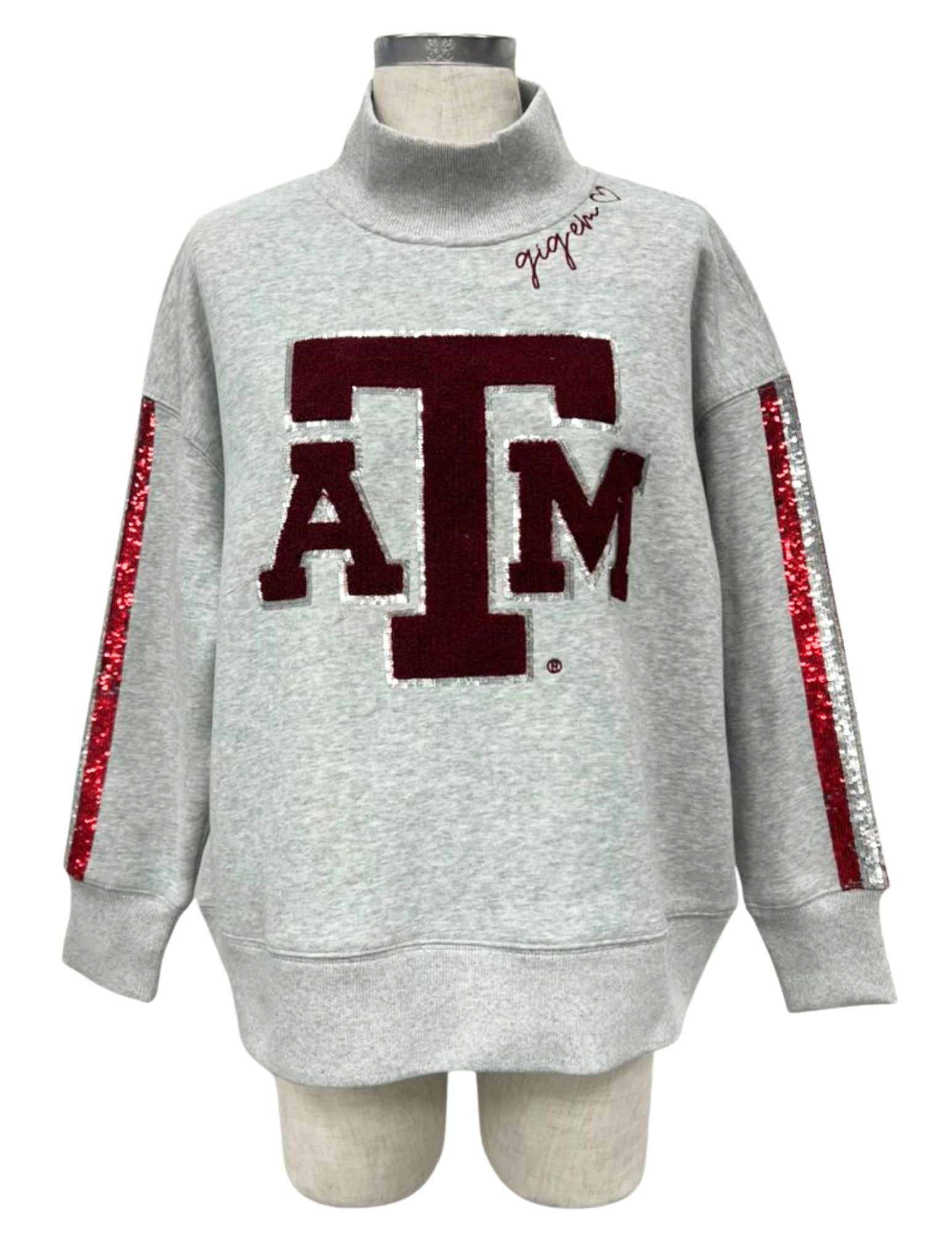 Brianna Cannon A&M Mock Neck Sequin Stripe Sequin Stripe Sweatshirt