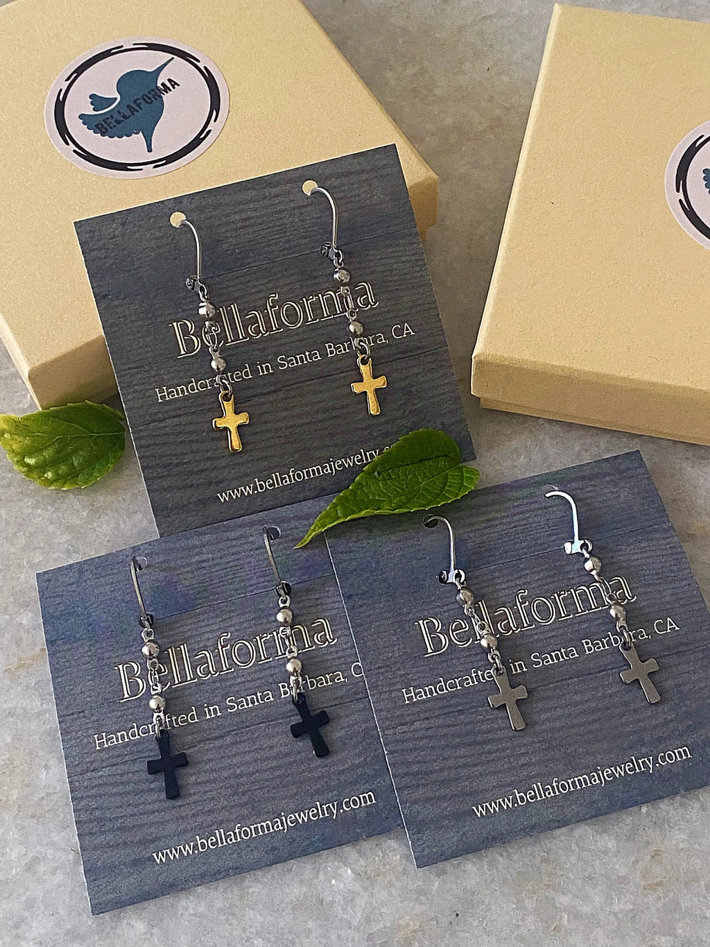 BEADED CROSS EARRINGS