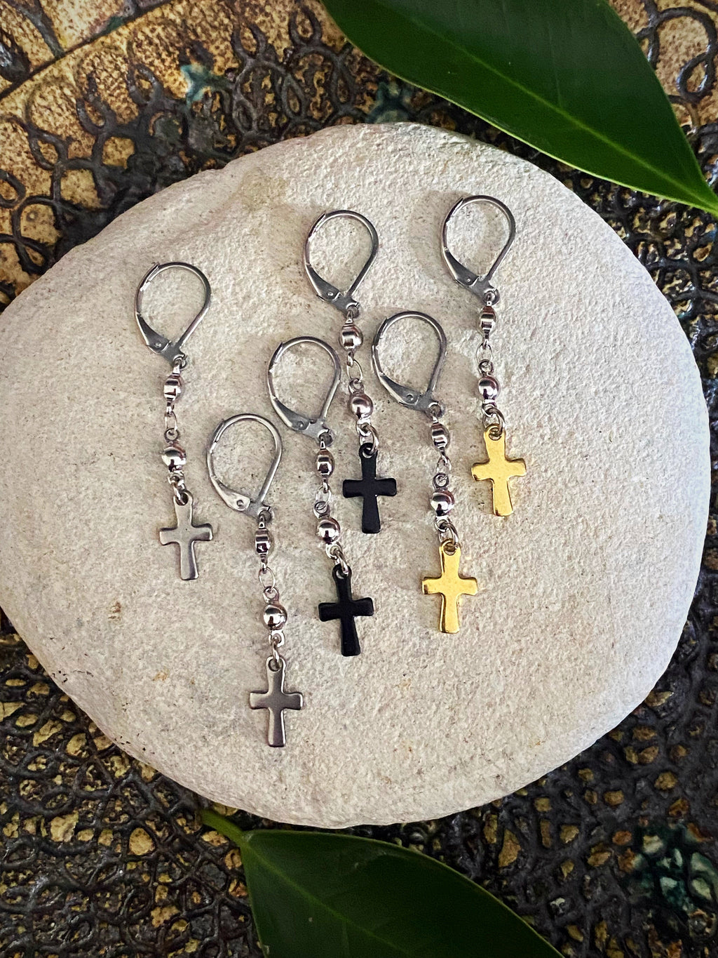 BEADED CROSS EARRINGS