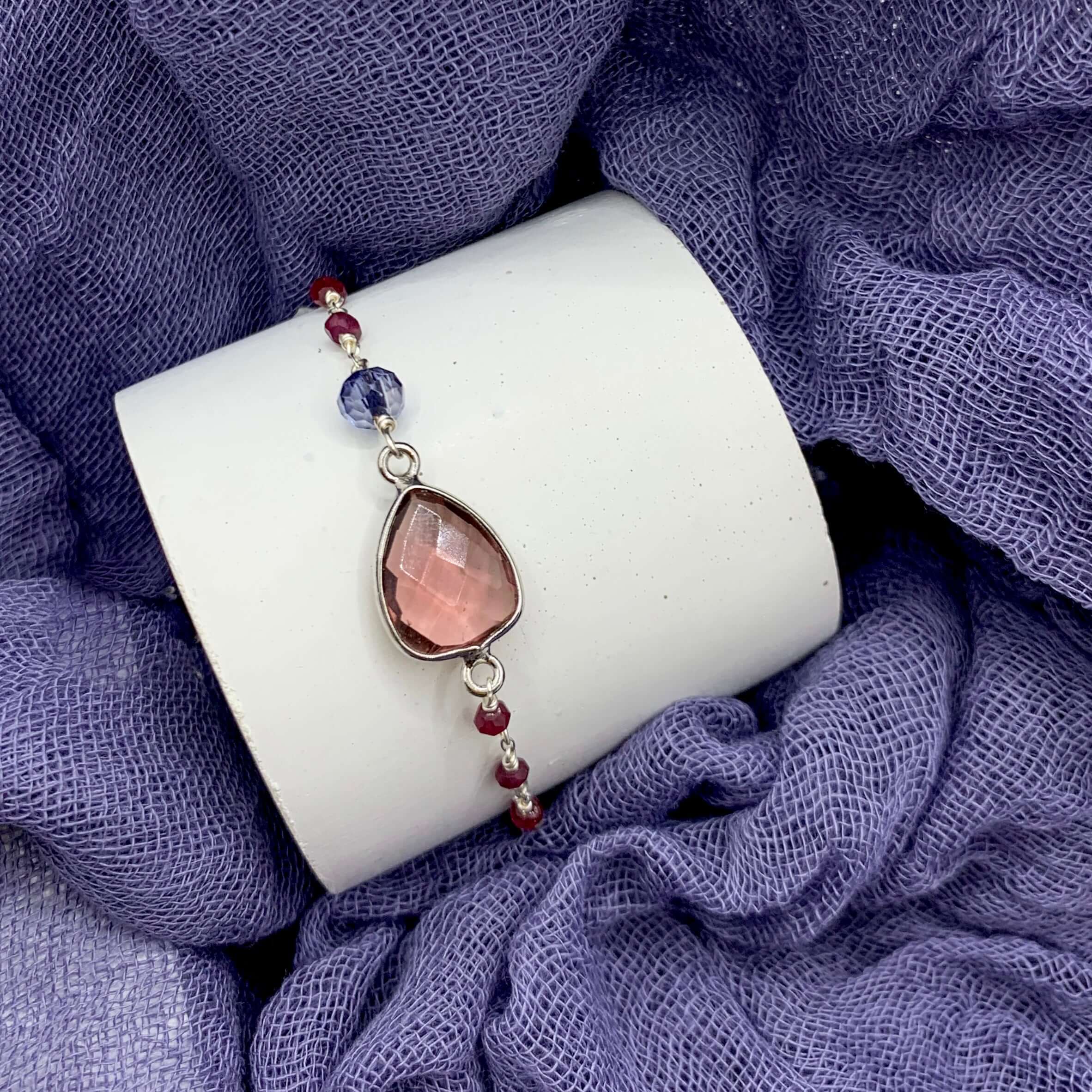 Rhodolite Garnet Silver Isla Bracelet