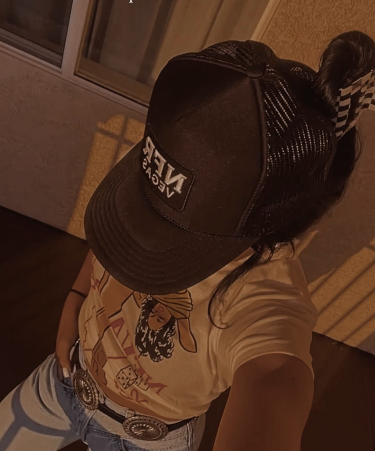 NFR Vegas  - Embroidered  Patch on Black Trucker Hat