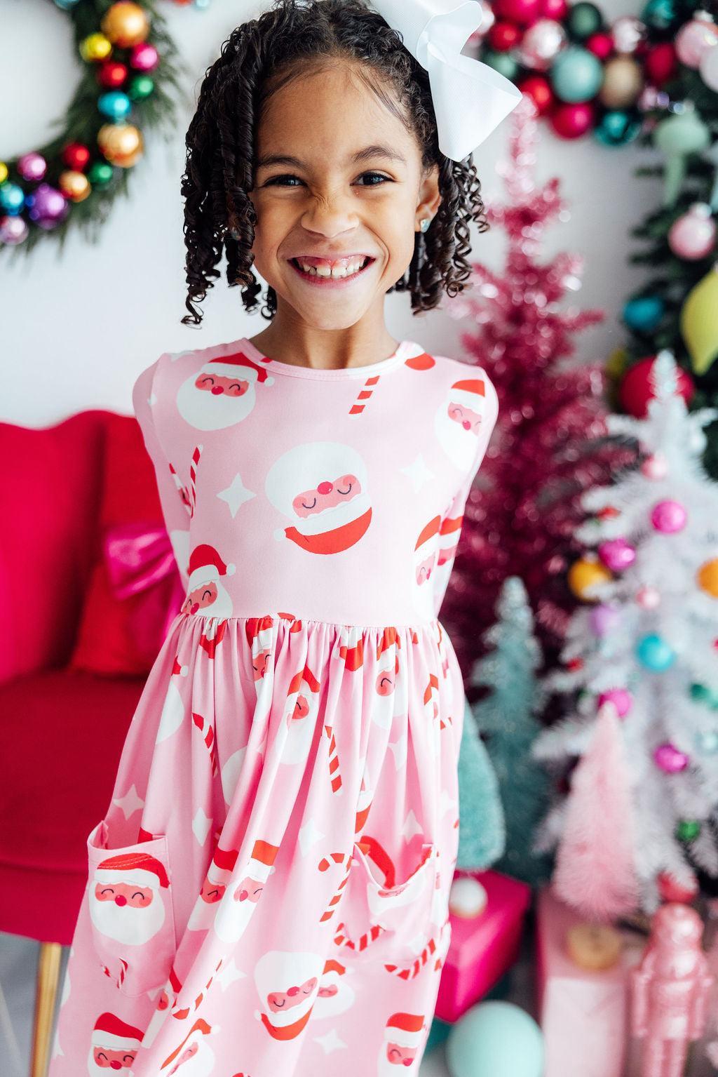 Jingle Bells 3/4 Sleeve Pocket Twirl Dress