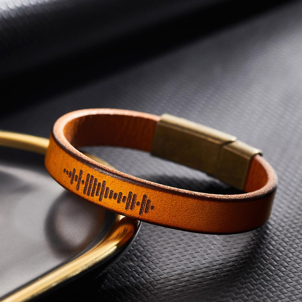 Custom Music Code PU Leather Bracelet – Wear Your Song in Style!