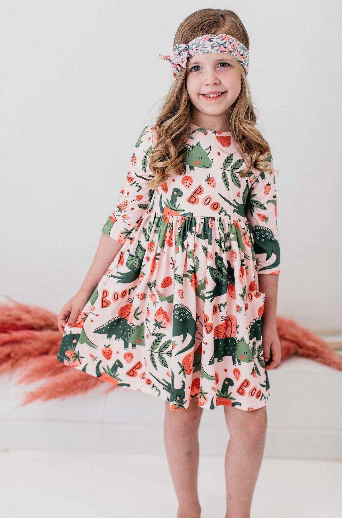 Hear Me Roar 3/4 Sleeve Pocket Twirl Dress