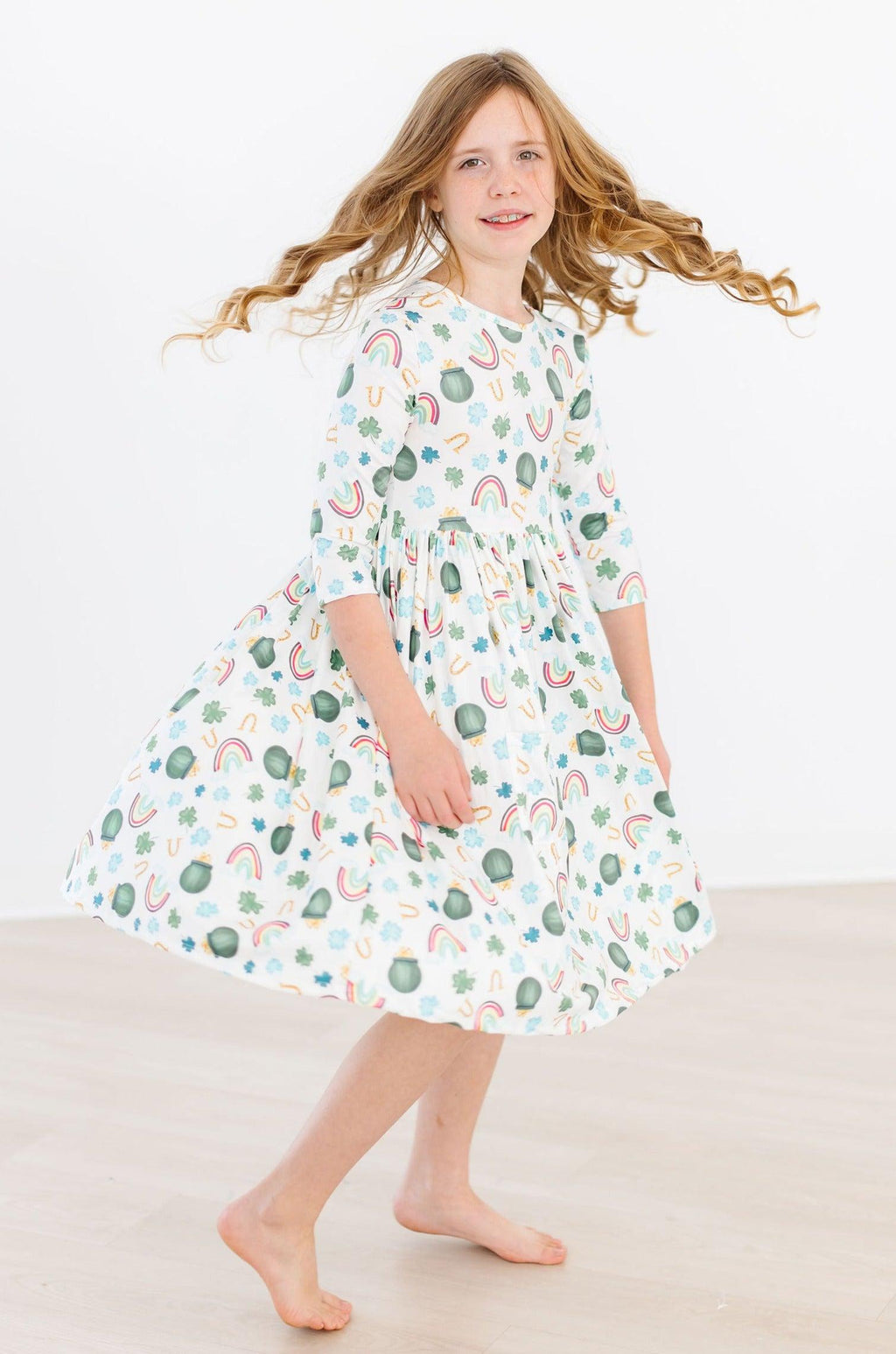 Luck of the Irish 3/4 Sleeve Pocket Twirl Dress