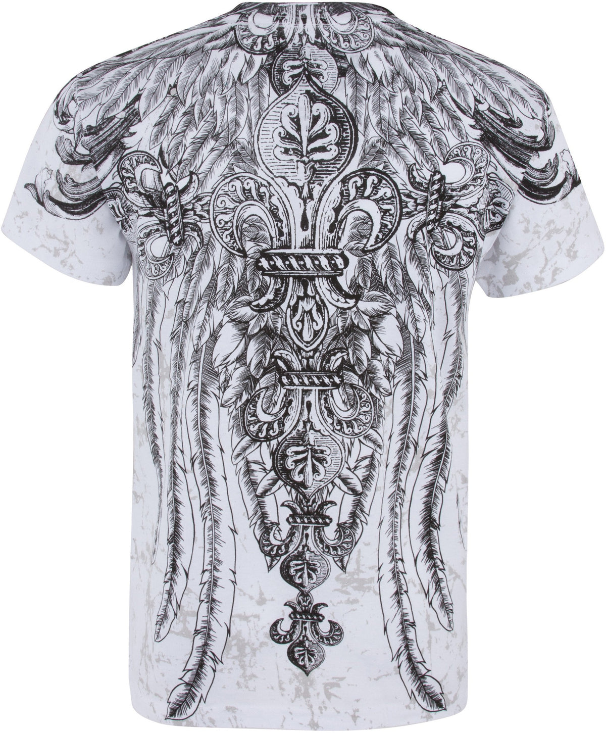 Men's Silver Metallic Embossed Fleur De Lis Cross Cotton Fashion T-shirt by Sakkas