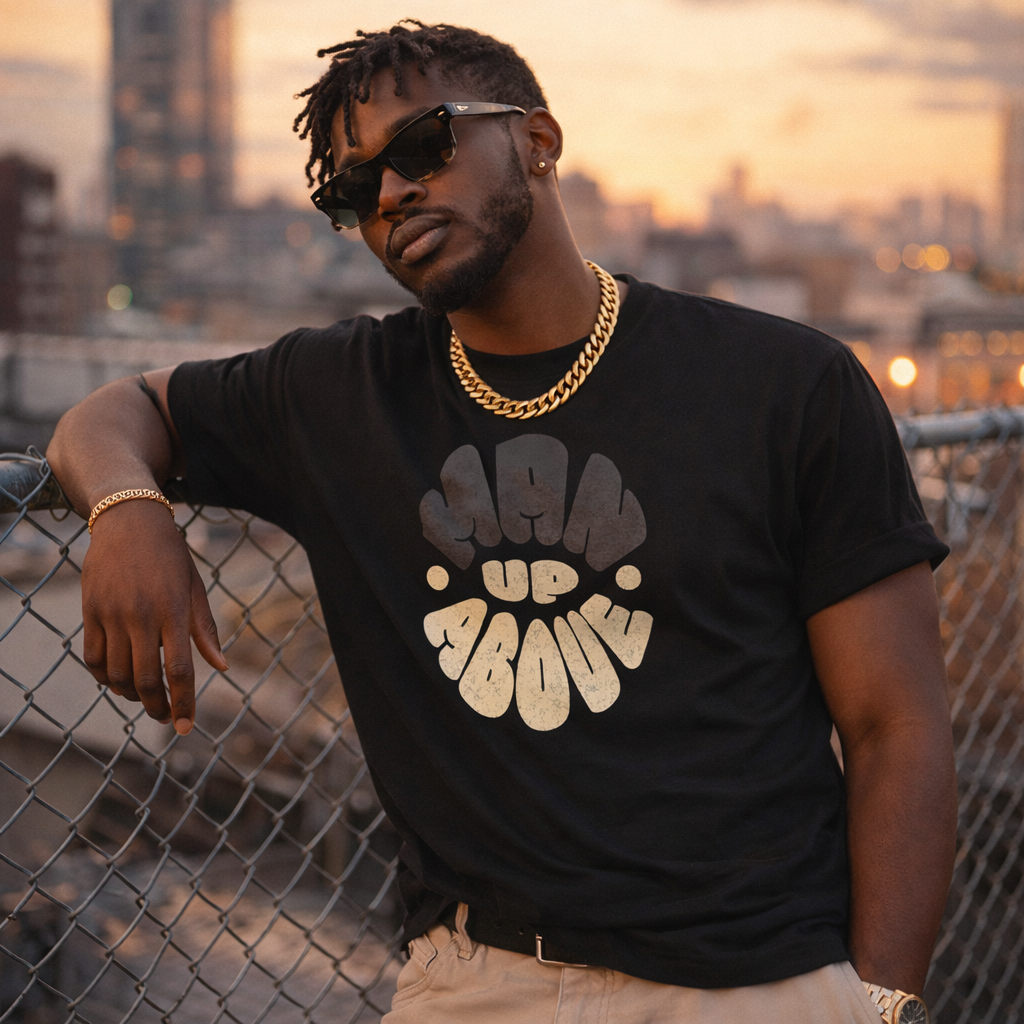 Man Up Above Tee – Colossians 3:2 Inspired Faith Streetwear