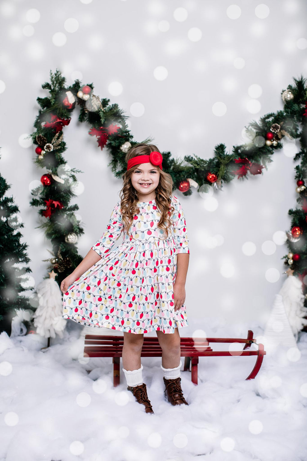 Merry & Bright 3/4 Sleeve Pocket Twirl Dress