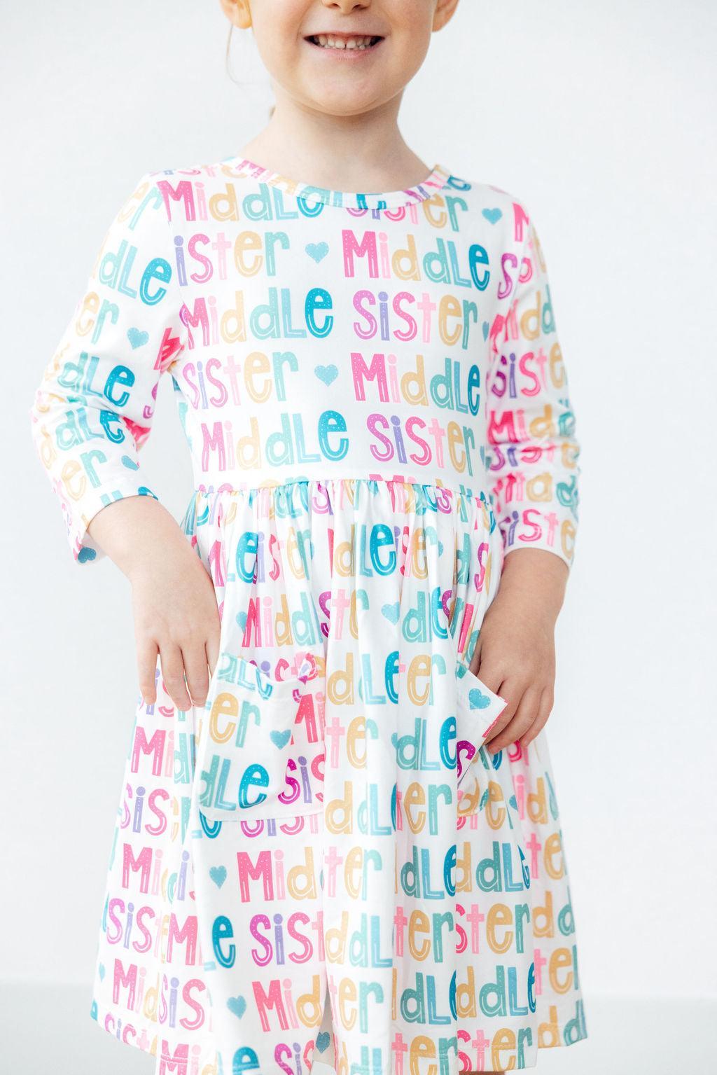 Middle Sister 3/4 Sleeve Pocket Twirl Dress