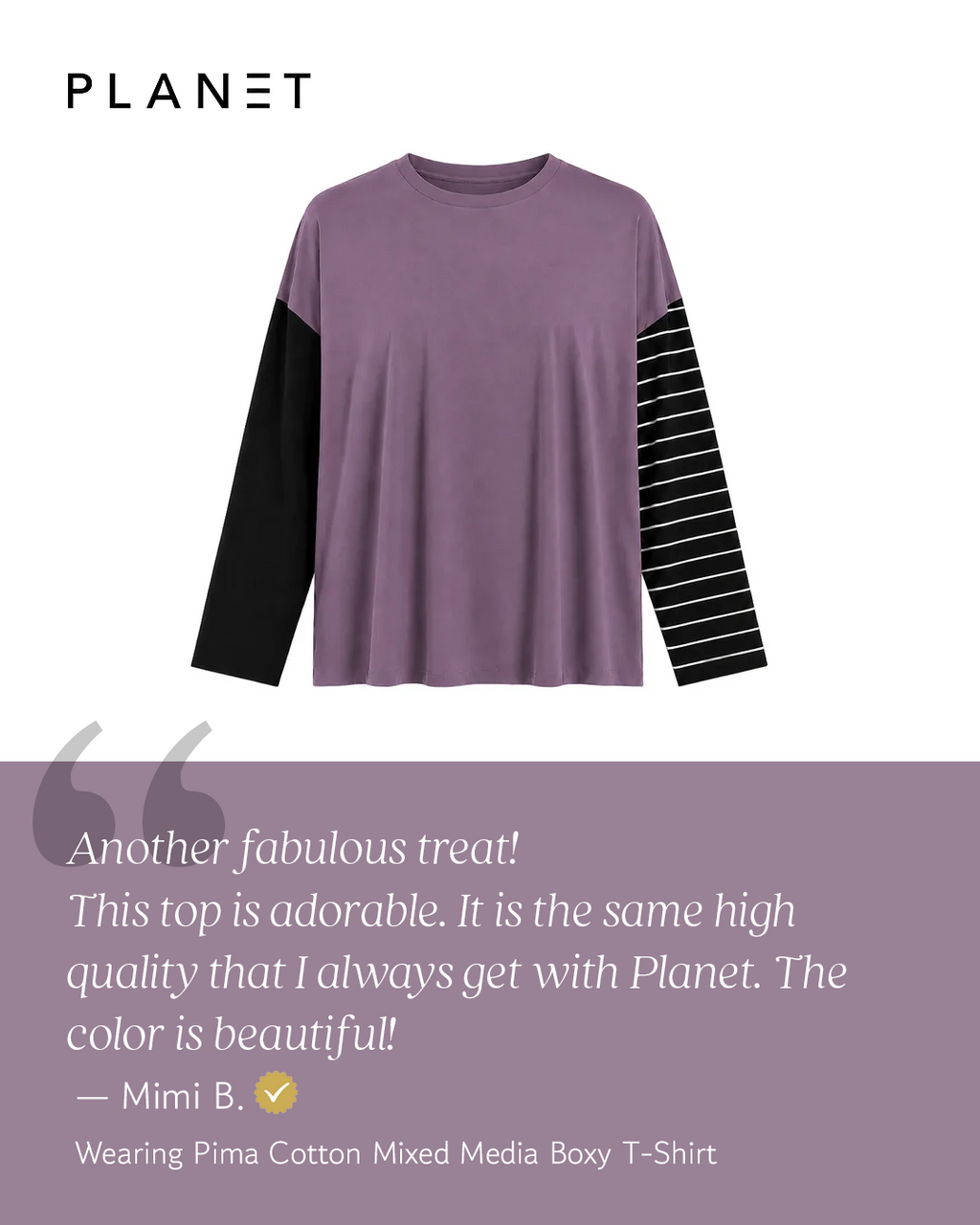 Pima Cotton Mixed Media Boxy T-Shirt - Capri