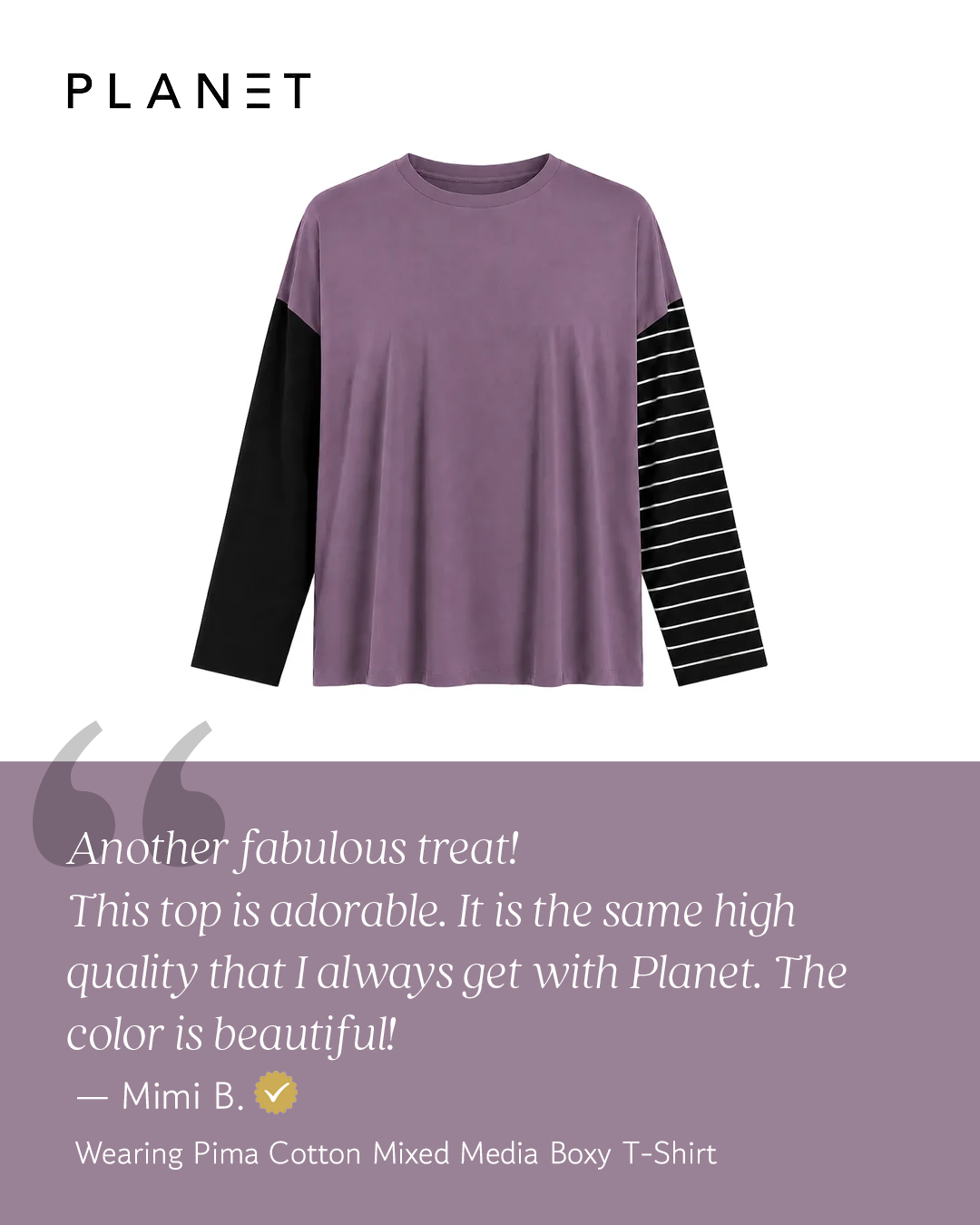 Pima Cotton Mixed Media Boxy T-Shirt - Capri