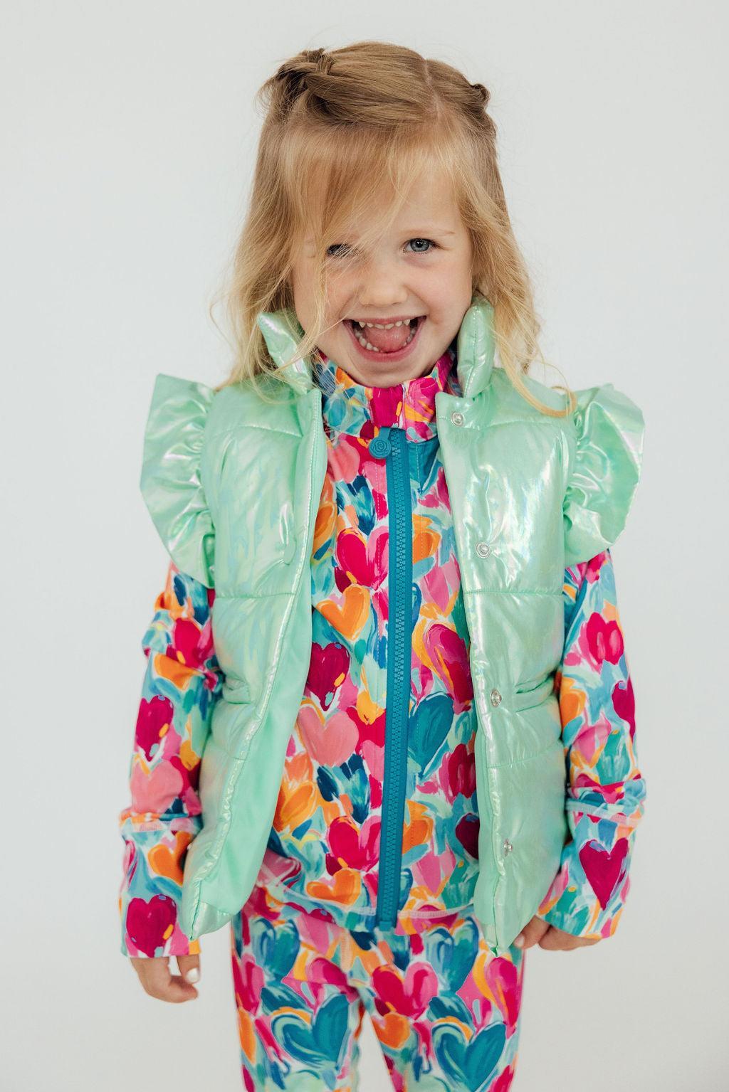 SALE Mint Iridescent Puffer Vest