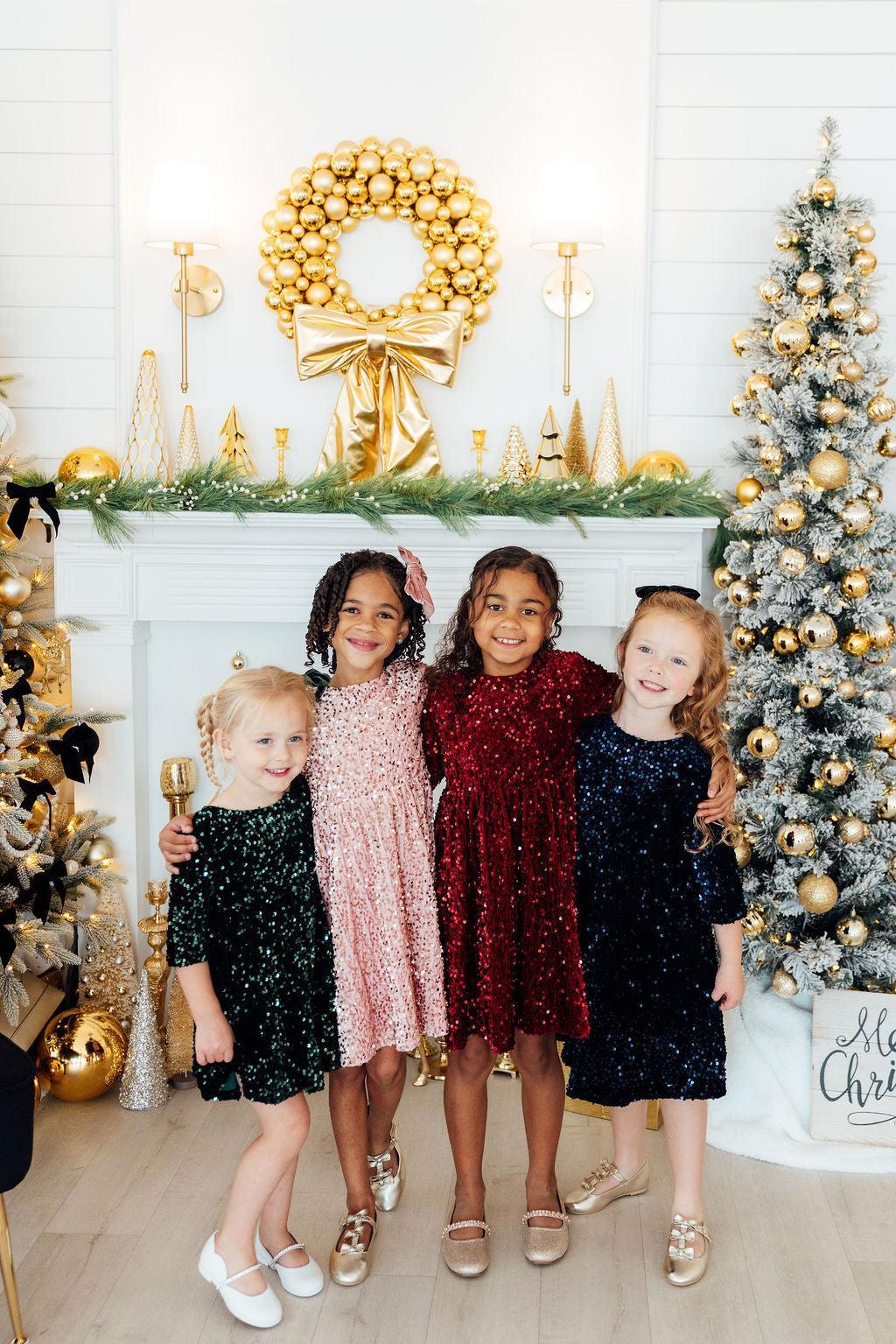 Hunter Green Velvet Sequin Dress