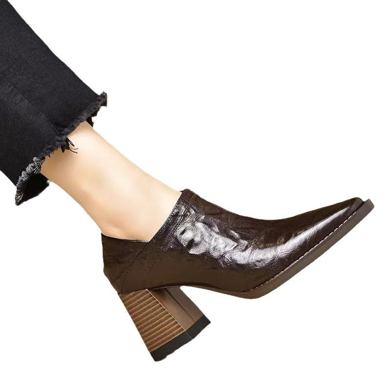 Women’s Chunky-Heel High Heels with Side Zipper