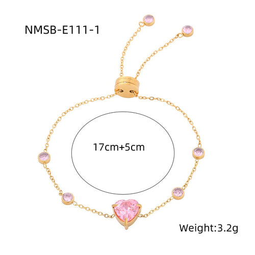 Arrival Starry Sky Heart Shape with Diamond Titanium Steel Bracelet Women Special Interest Light Luxury Colorful Crystals Stainless Steel Bracelet