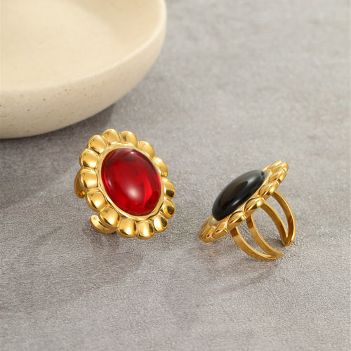 Agate-like Stainless Steel Ring Retro High Sense Affordable Luxury Titanium Steel Ring Jewelry