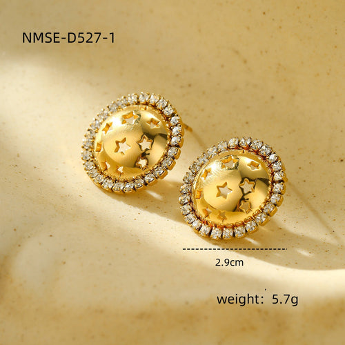 Arrival Heart Shape with Diamond Titanium Steel Earrings Affordable Luxury High Grade Five Pointed Star Hollow Out Cutout Ear Stud Earrings