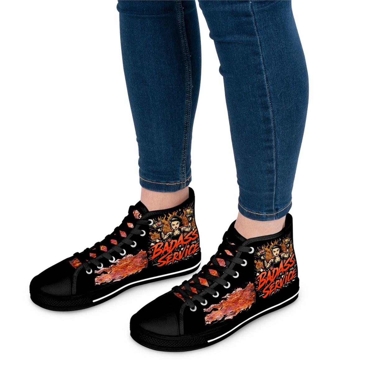 Bad Ass Service Womens Black High Top Sneakers