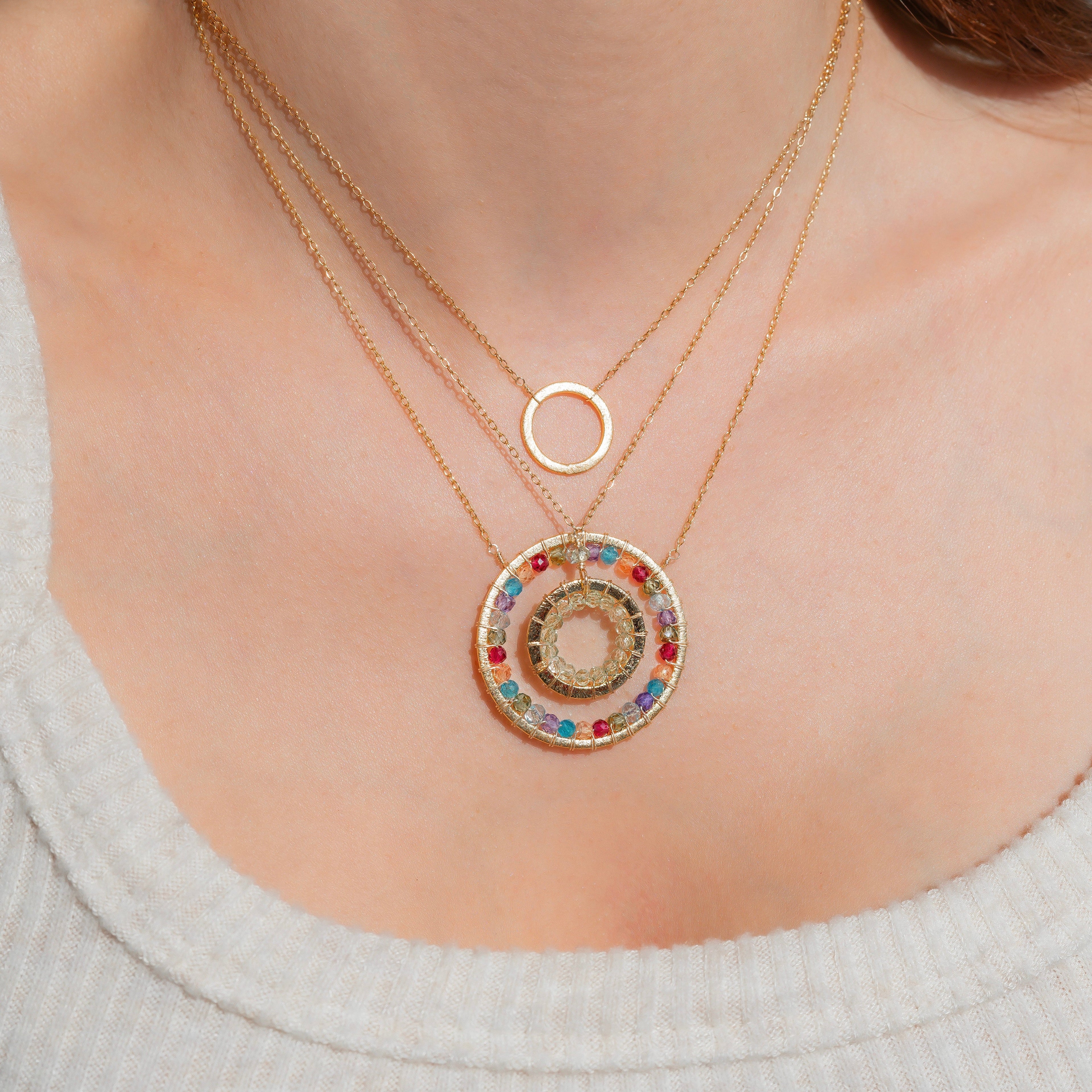 Peridot Halo Mini Gold Pendant