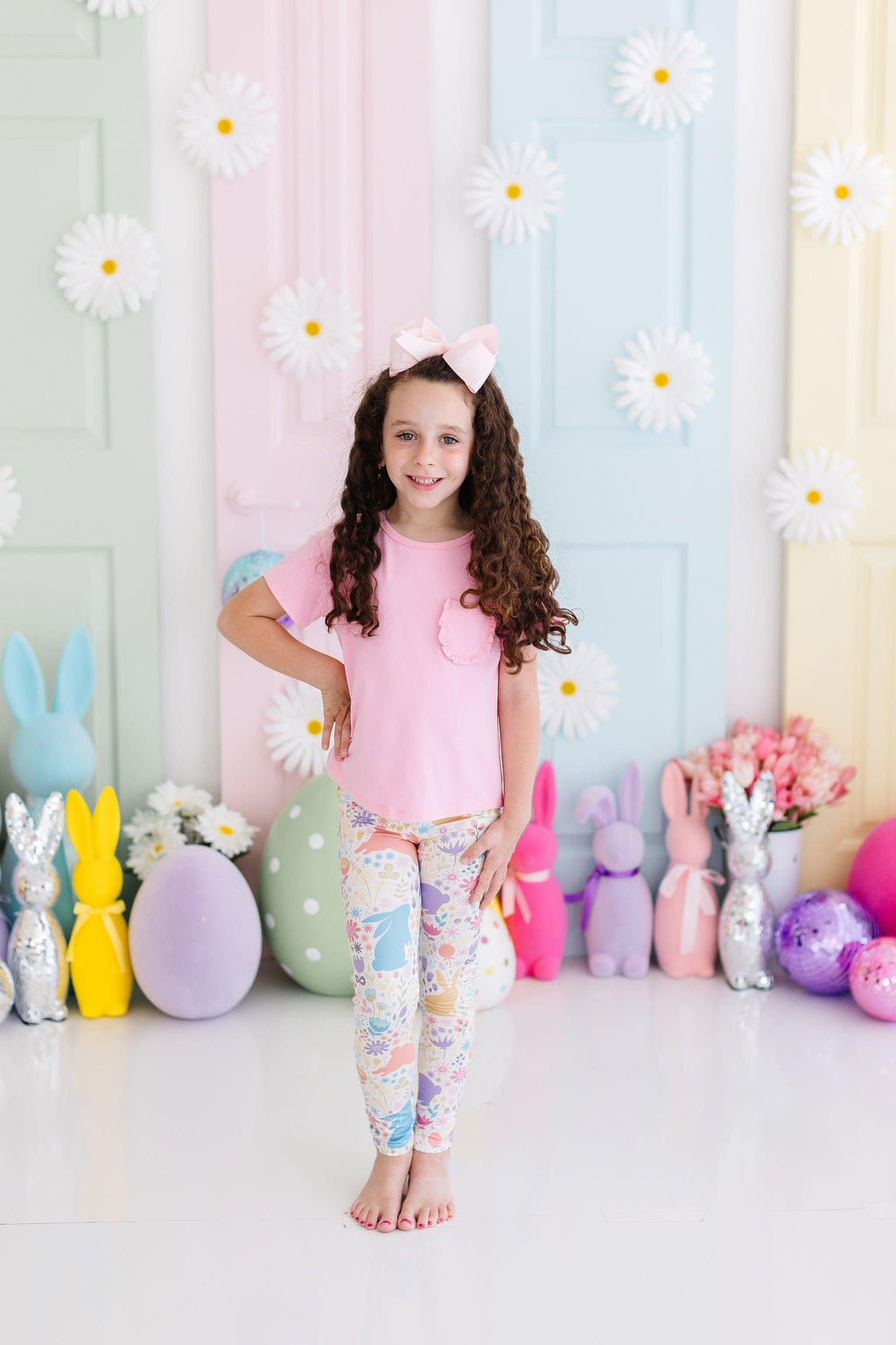 Pastel Floral Bunnies Leggings