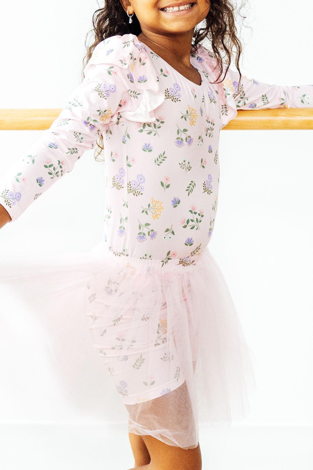 Pastel Petals L/S Flutter Sleeve Leotard
