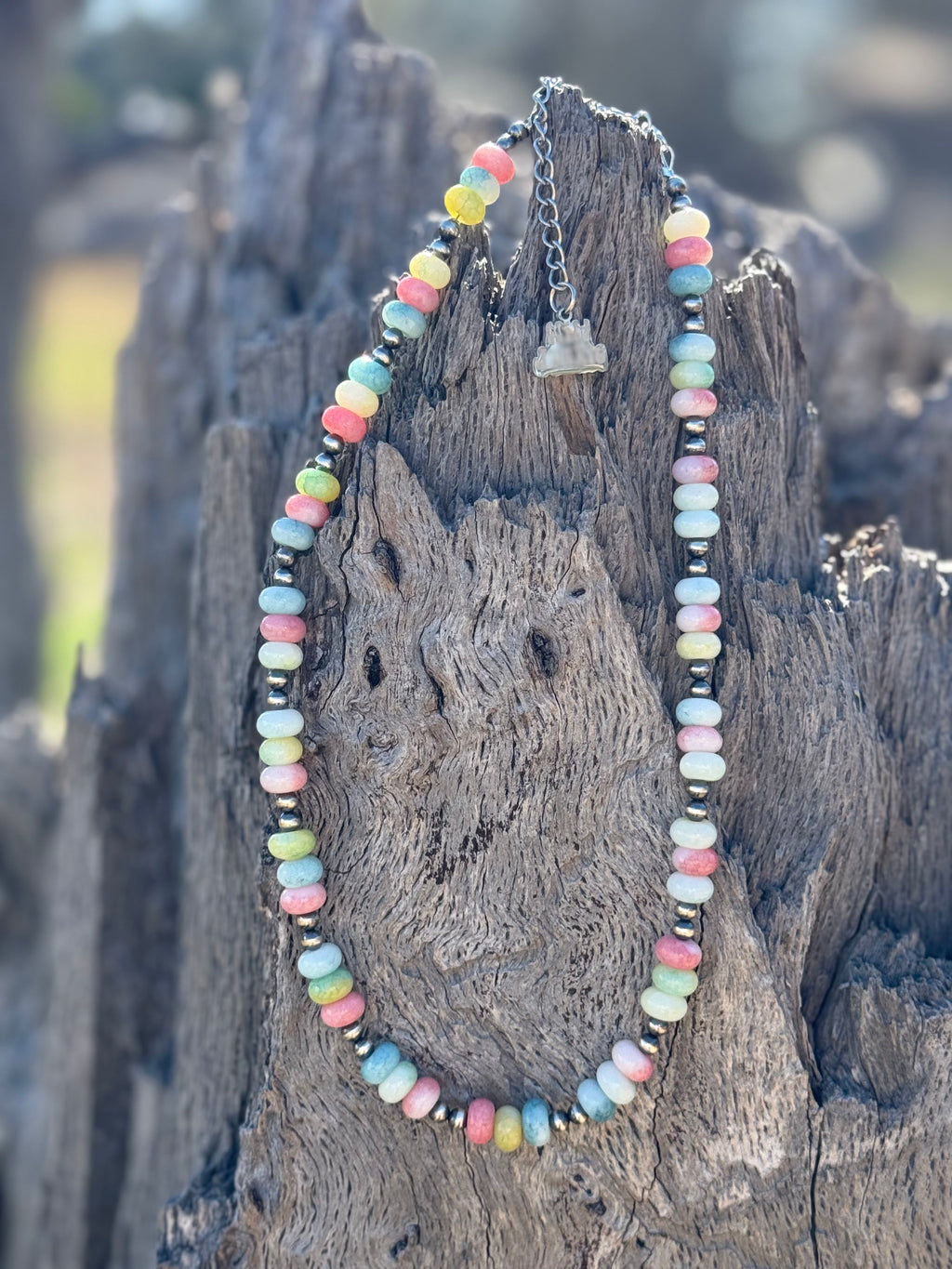 Sterling Silver Pastel Opal Beaded Choker Necklace