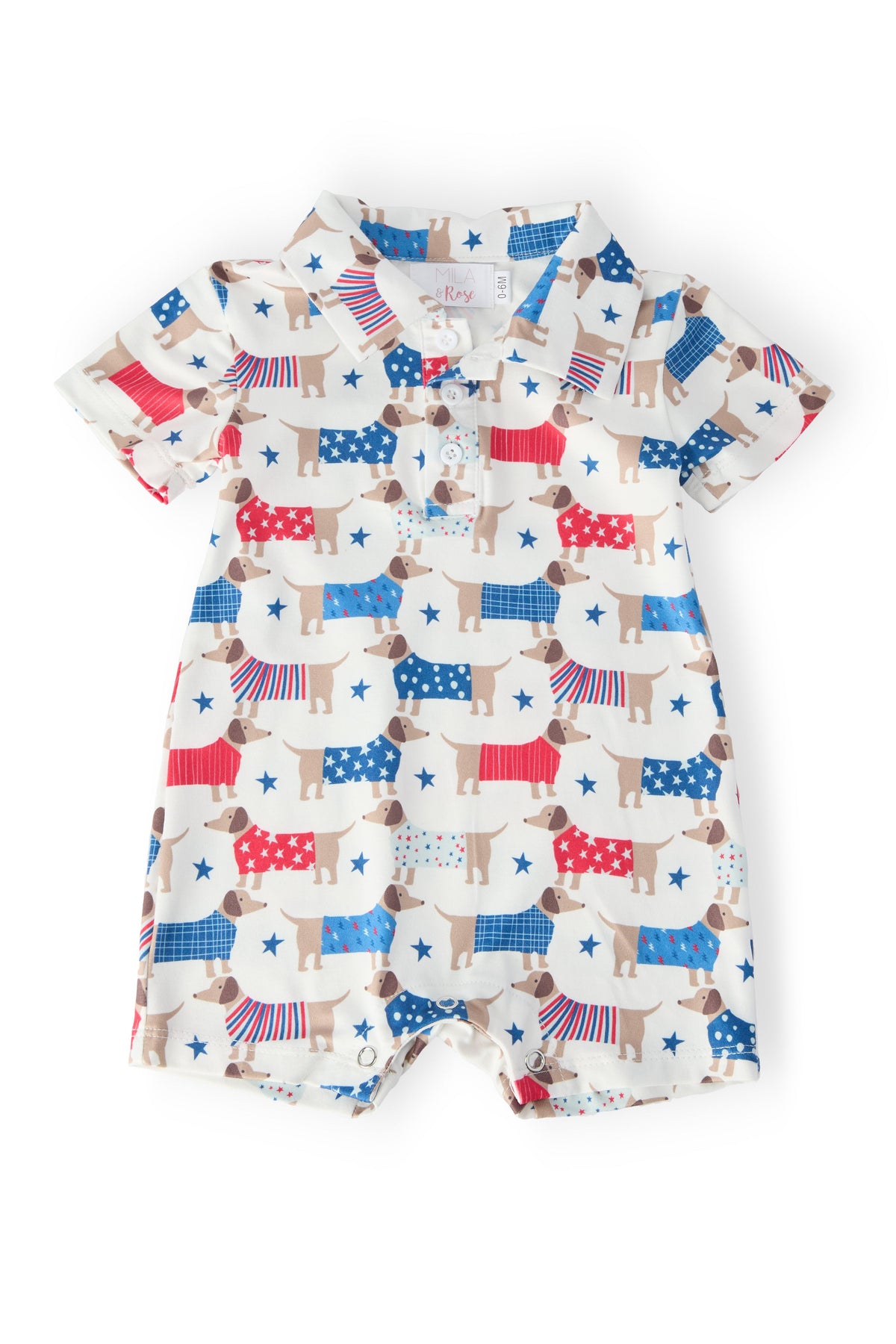 Patriotic Pups Polo Shorty One-Piece