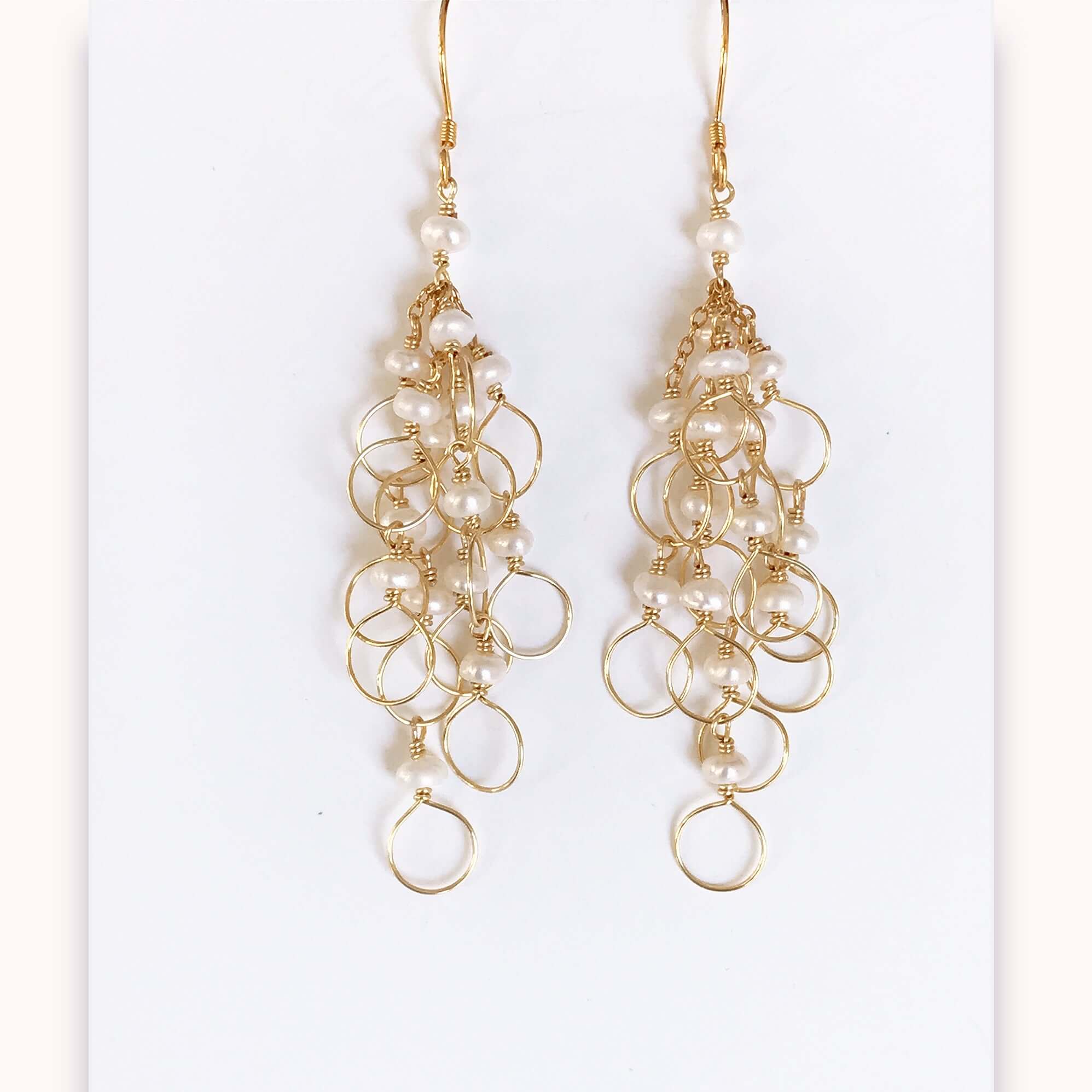 Pearl Chain Loop Earrings
