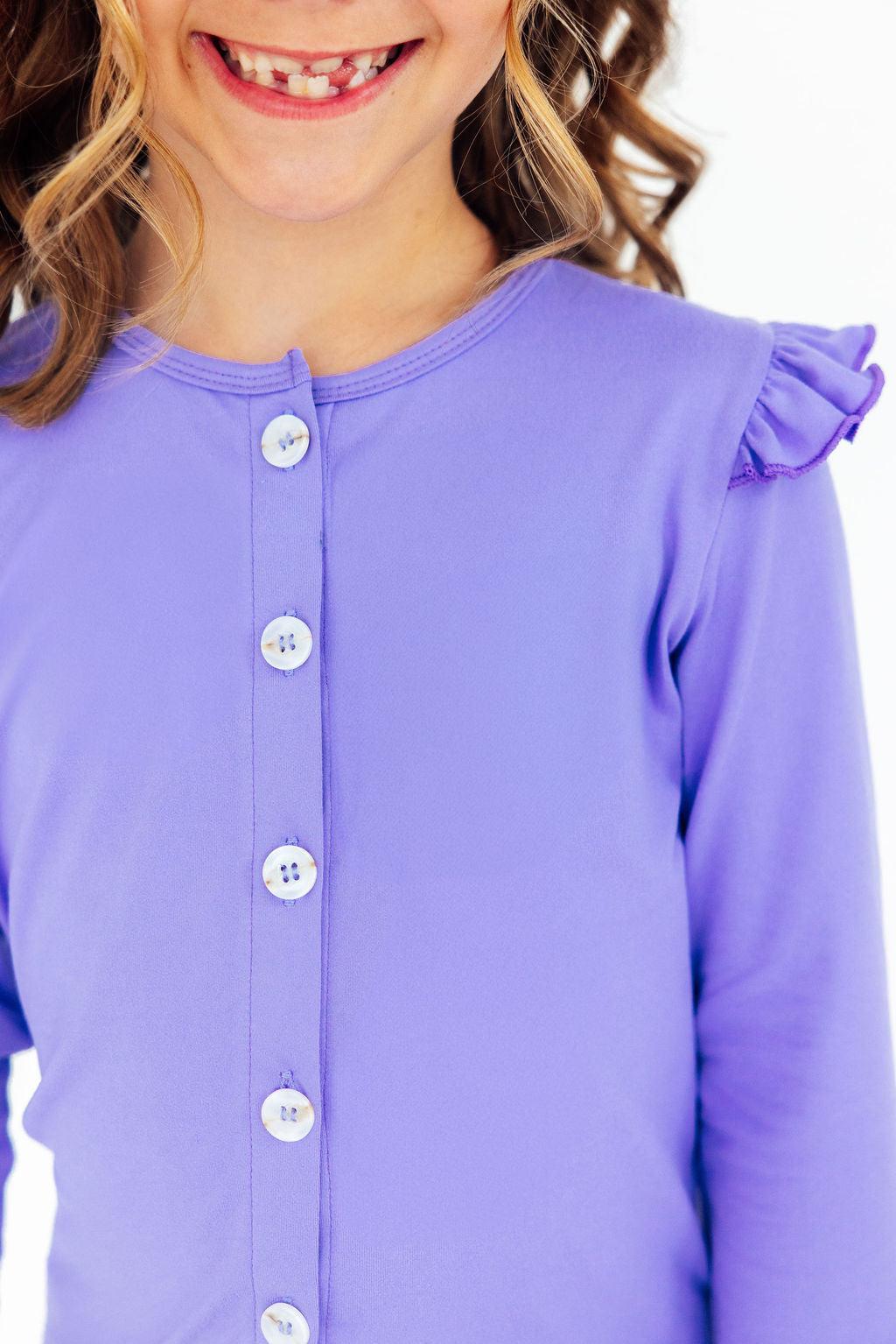 Periwinkle Ruffle Cardigan