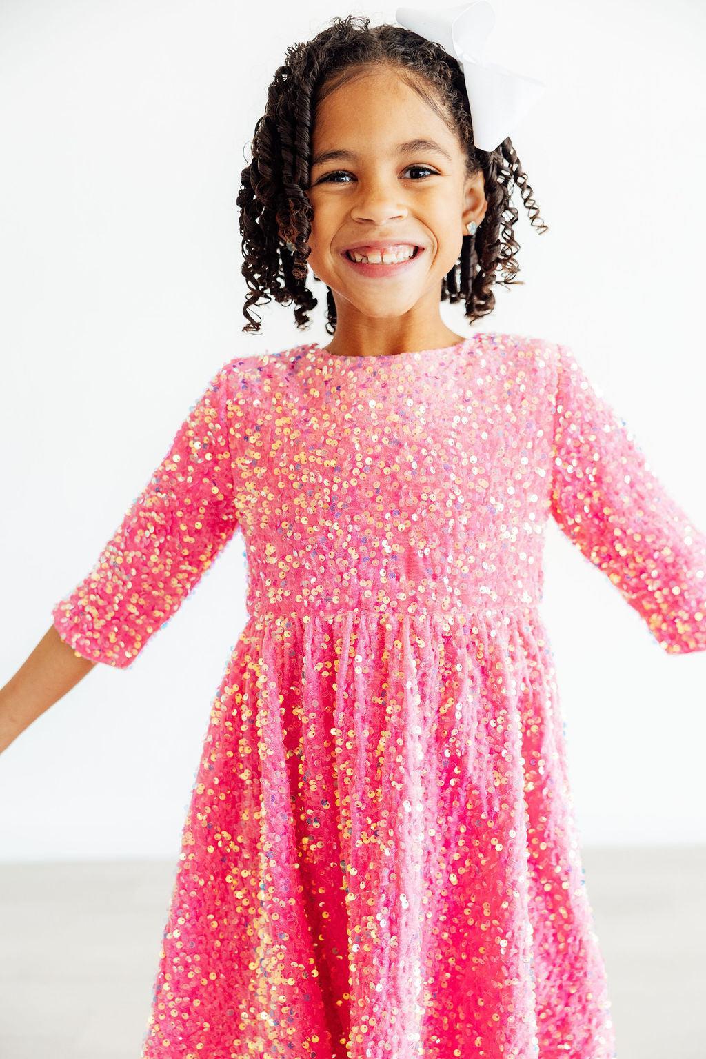 Pink Velvet Sequin Dress