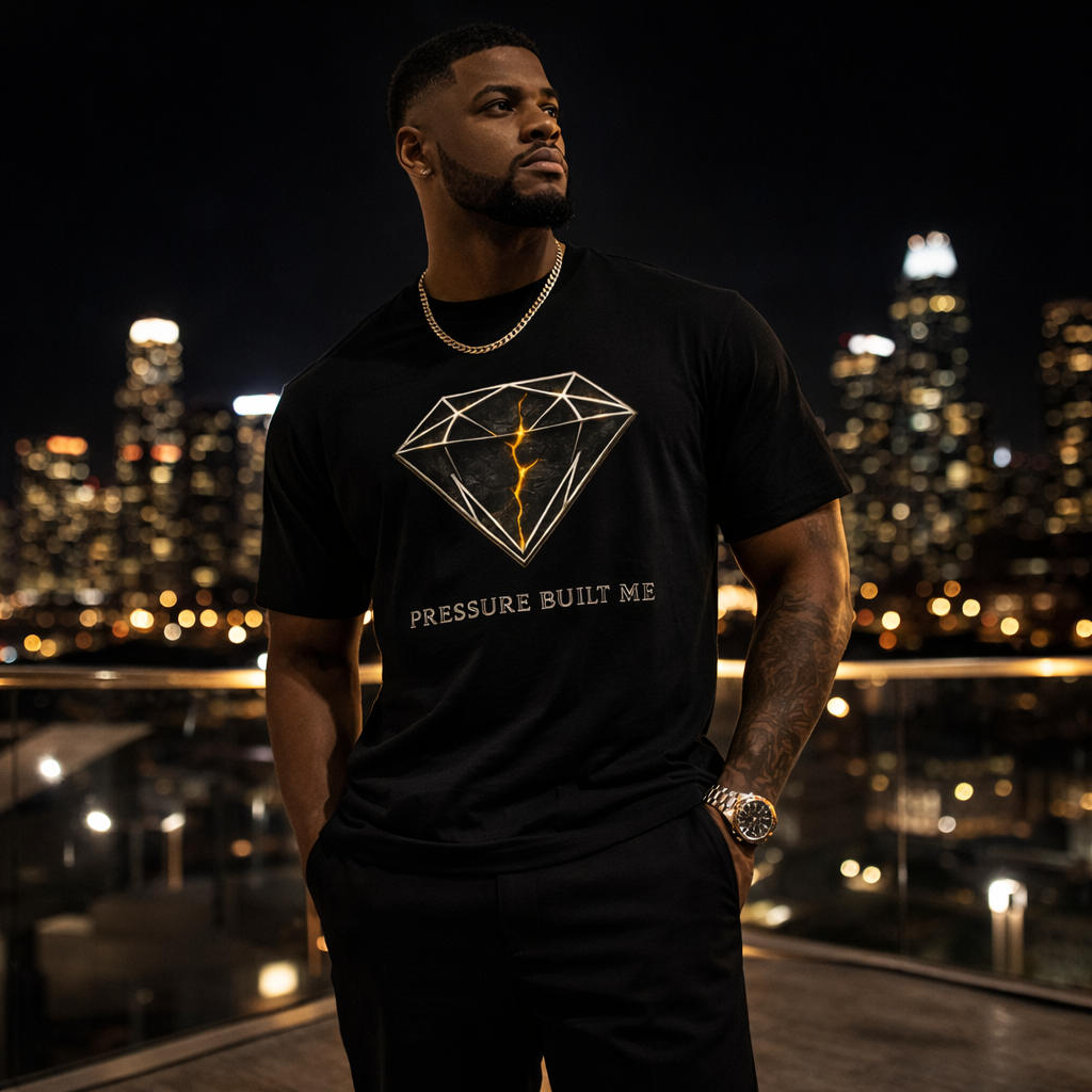 Pressure Built Me Diamond Tee – Luxury Streetwear Resilience Graphic Shirt
