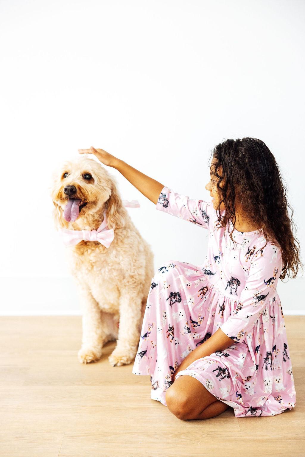 Puppy Kisses 3/4 Sleeve Pocket Twirl Dress