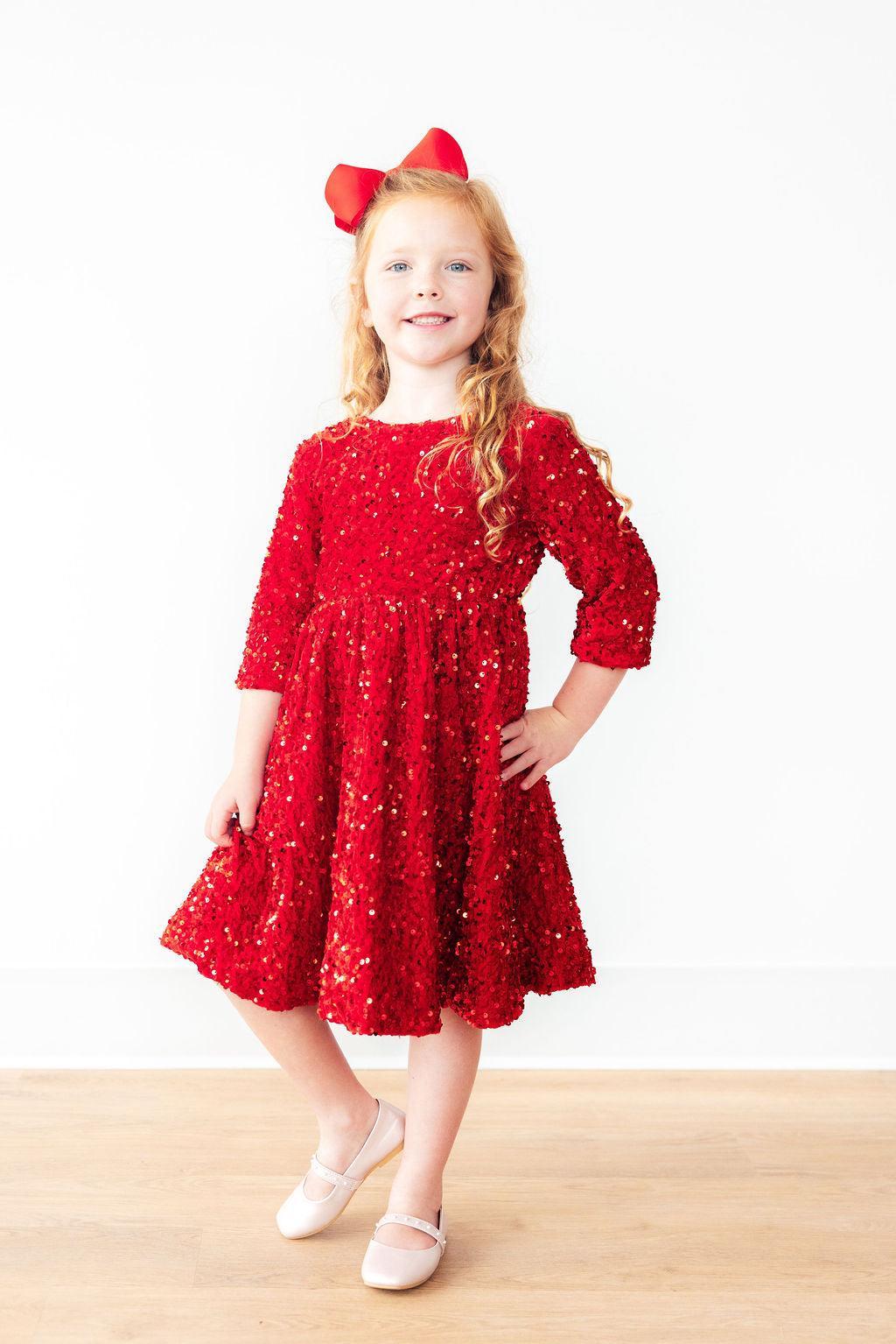 Red Velvet Sequin Dress
