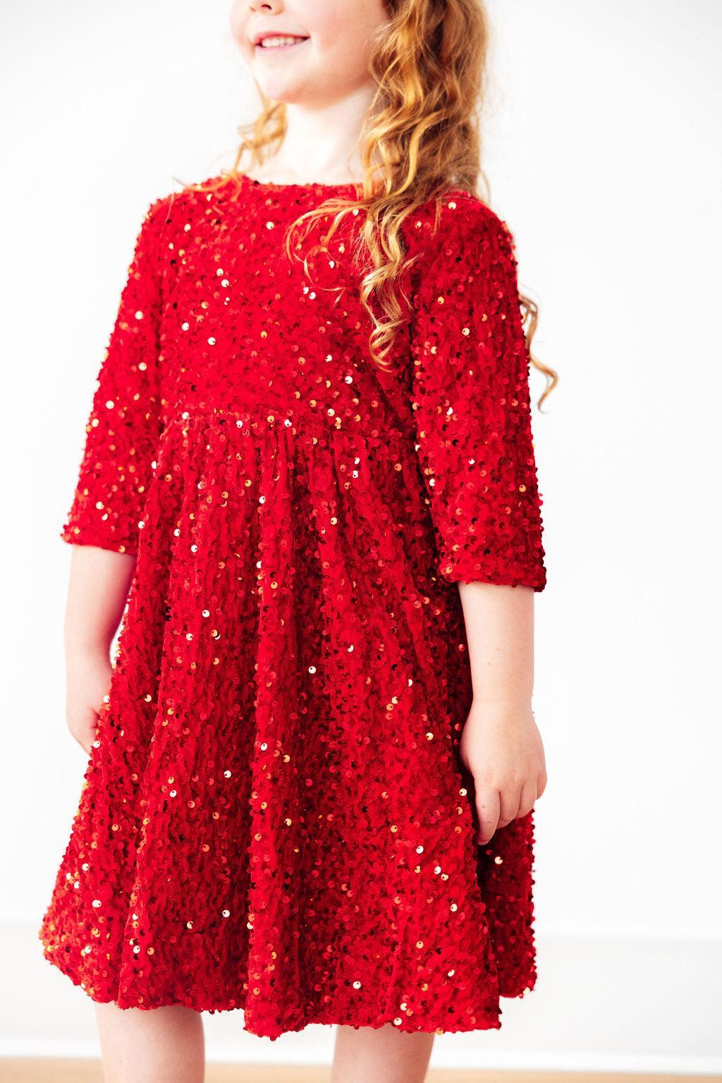 Red Velvet Sequin Dress