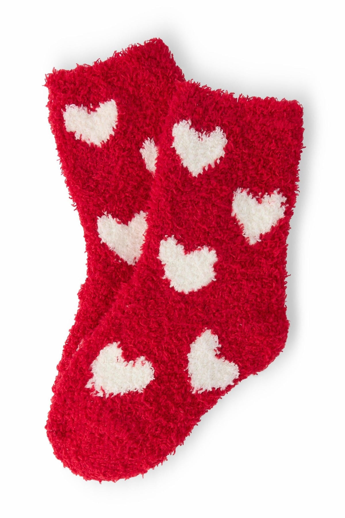 Red/Coconut Heart Cozy Socks