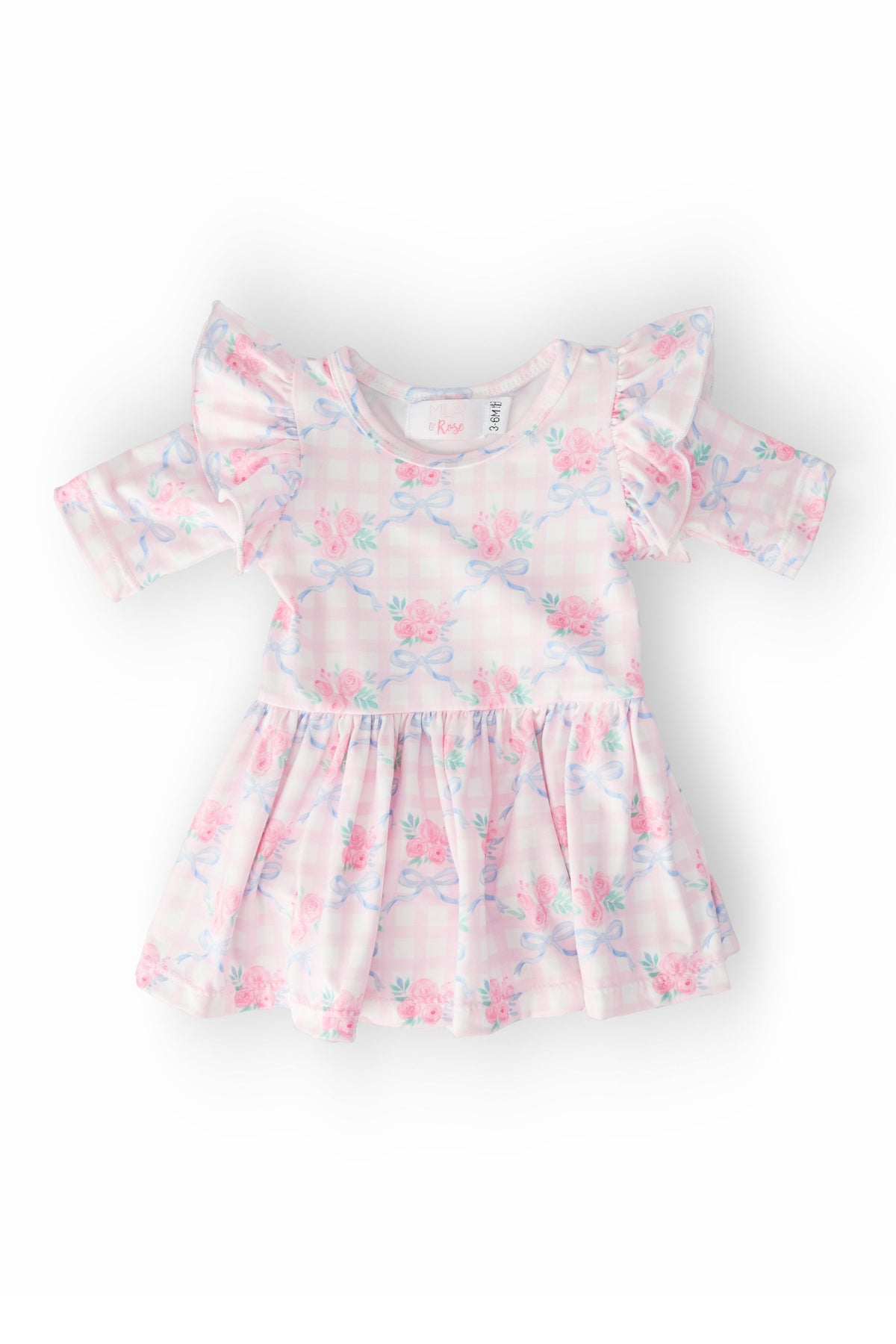 Ribbons & Roses 3/4 Sleeve Flutter Twirl Bodysuit